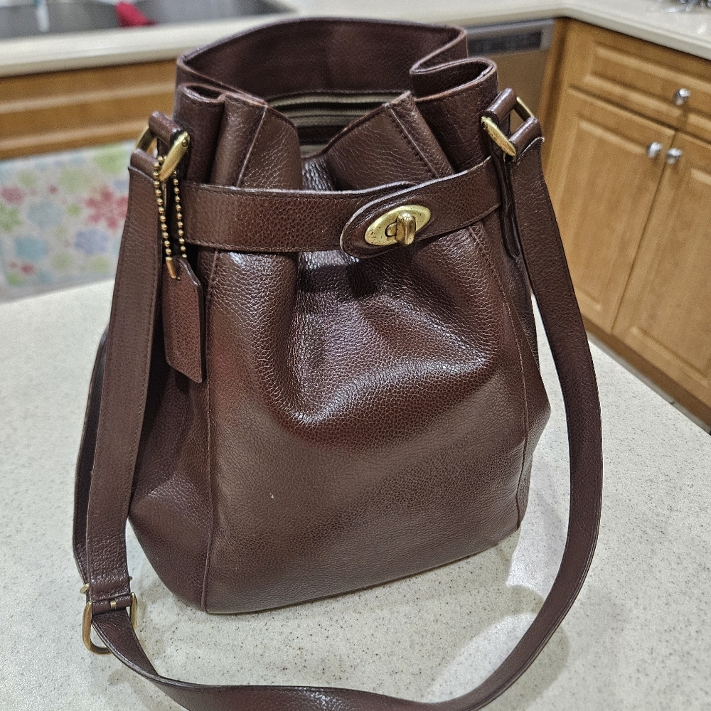 COACH Brown Leather Crossbody Handbag, Coach Leather Bag, COACH PURSE - Picture 4 of 6